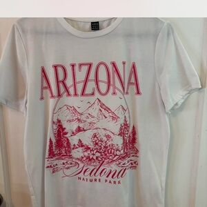 White T-Shirt with Pink Arizona Graphic